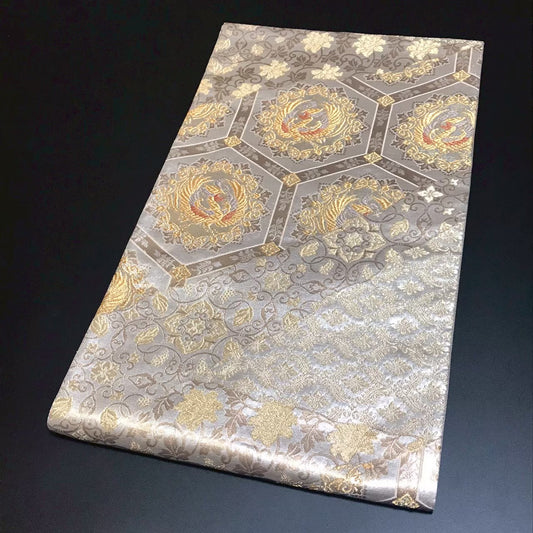 8167# Japanese Vintage Fukuro Obi Belt Kimono Fabric Silk Traditional