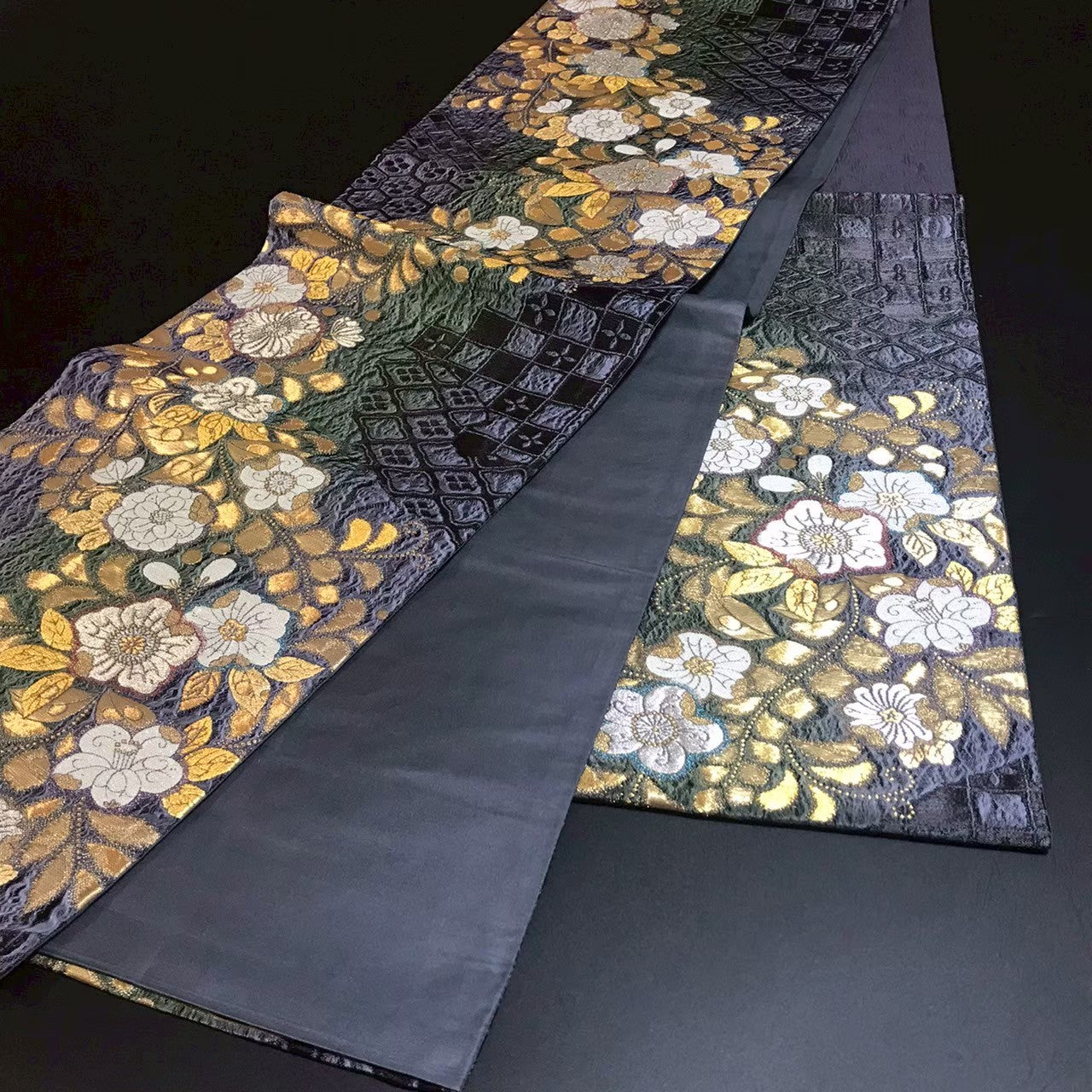 8152# Japanese Vintage Fukuro Obi Belt Kimono Fabric Silk Traditional