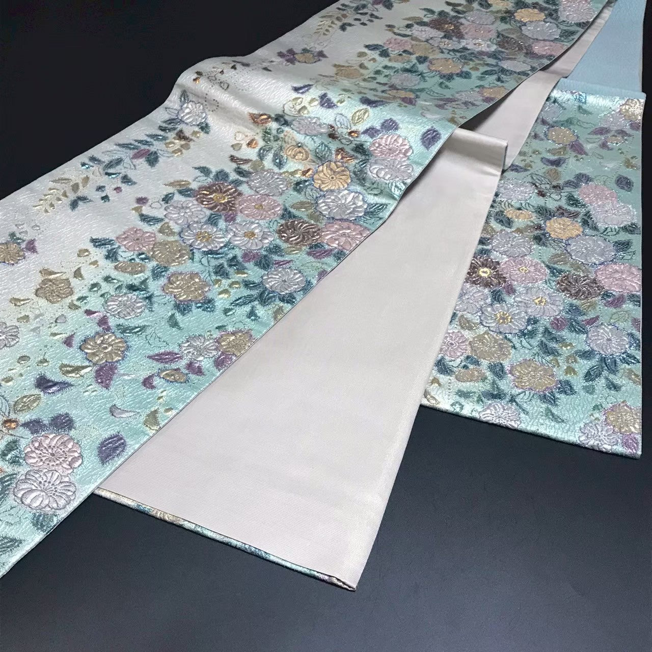 8157# Japanese Vintage Fukuro Obi Belt Kimono Fabric Silk Traditional