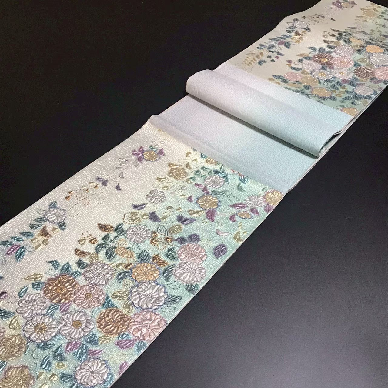 8157# Japanese Vintage Fukuro Obi Belt Kimono Fabric Silk Traditional