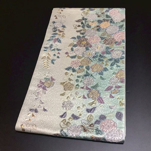 8157# Japanese Vintage Fukuro Obi Belt Kimono Fabric Silk Traditional