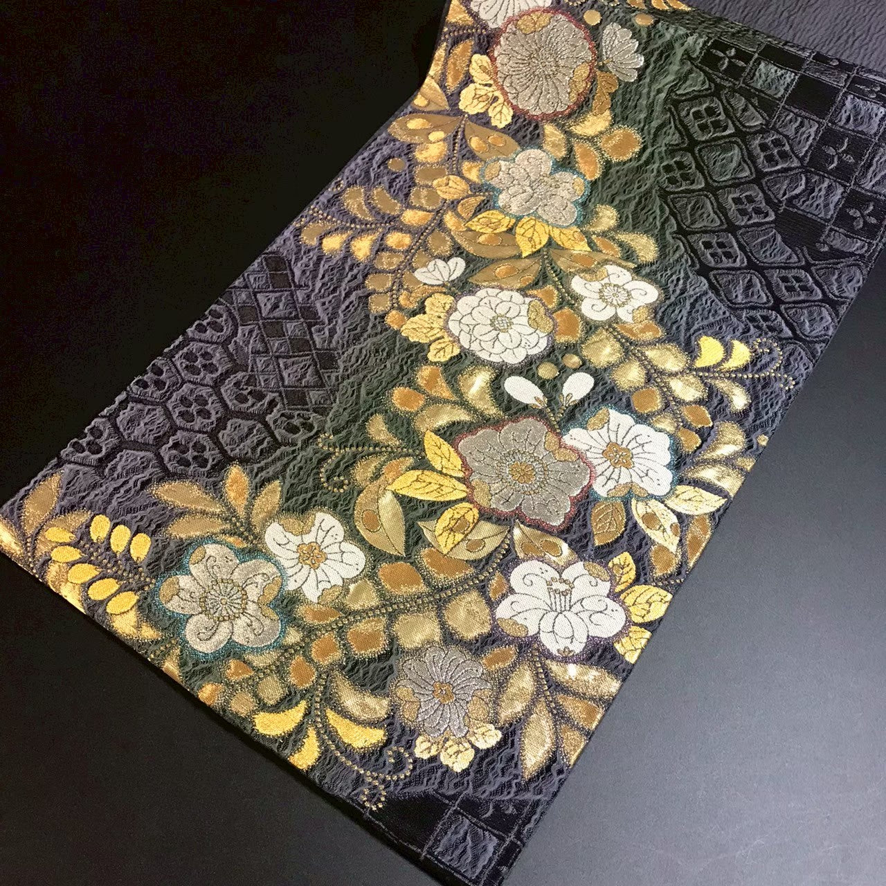8152# Japanese Vintage Fukuro Obi Belt Kimono Fabric Silk Traditional