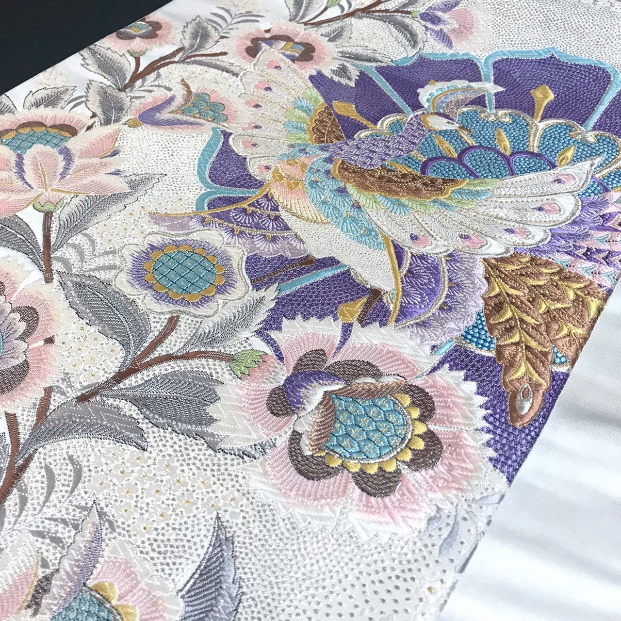 8158# Japanese Vintage Fukuro Obi Belt Kimono Fabric Silk Traditional