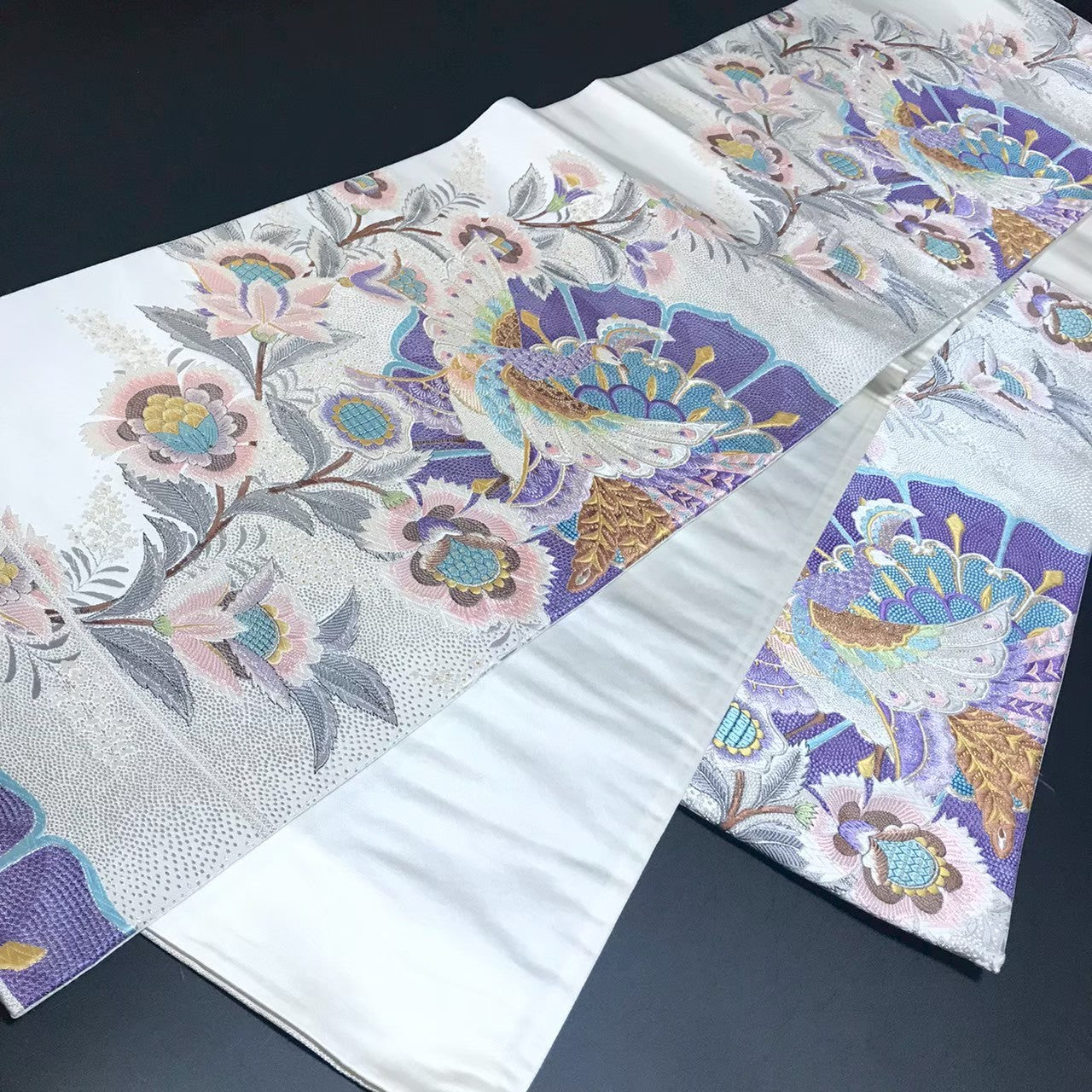 8158# Japanese Vintage Fukuro Obi Belt Kimono Fabric Silk Traditional
