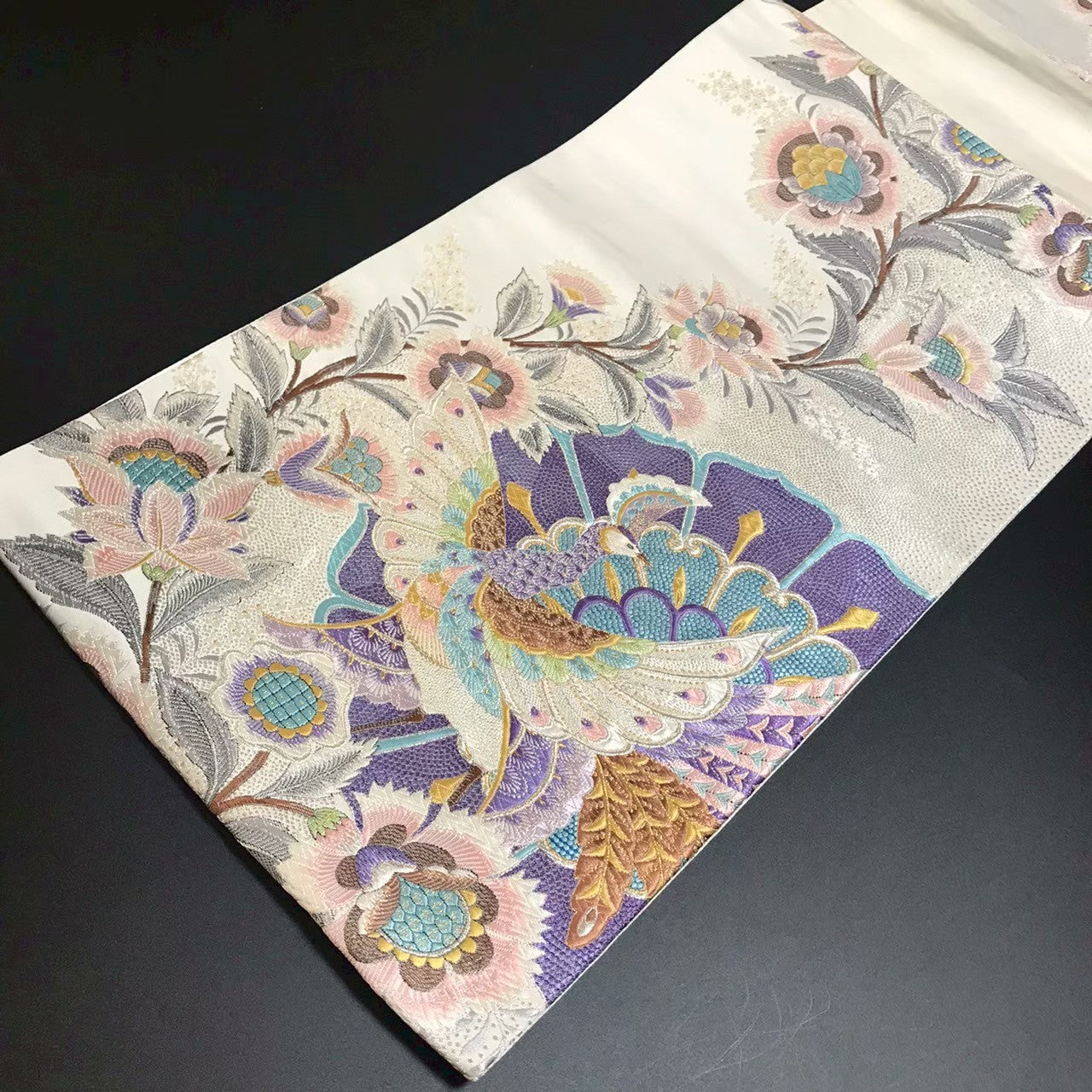 8158# Japanese Vintage Fukuro Obi Belt Kimono Fabric Silk Traditional