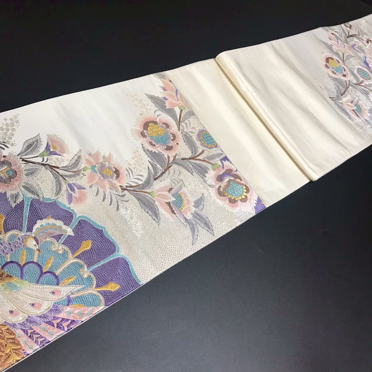 8158# Japanese Vintage Fukuro Obi Belt Kimono Fabric Silk Traditional