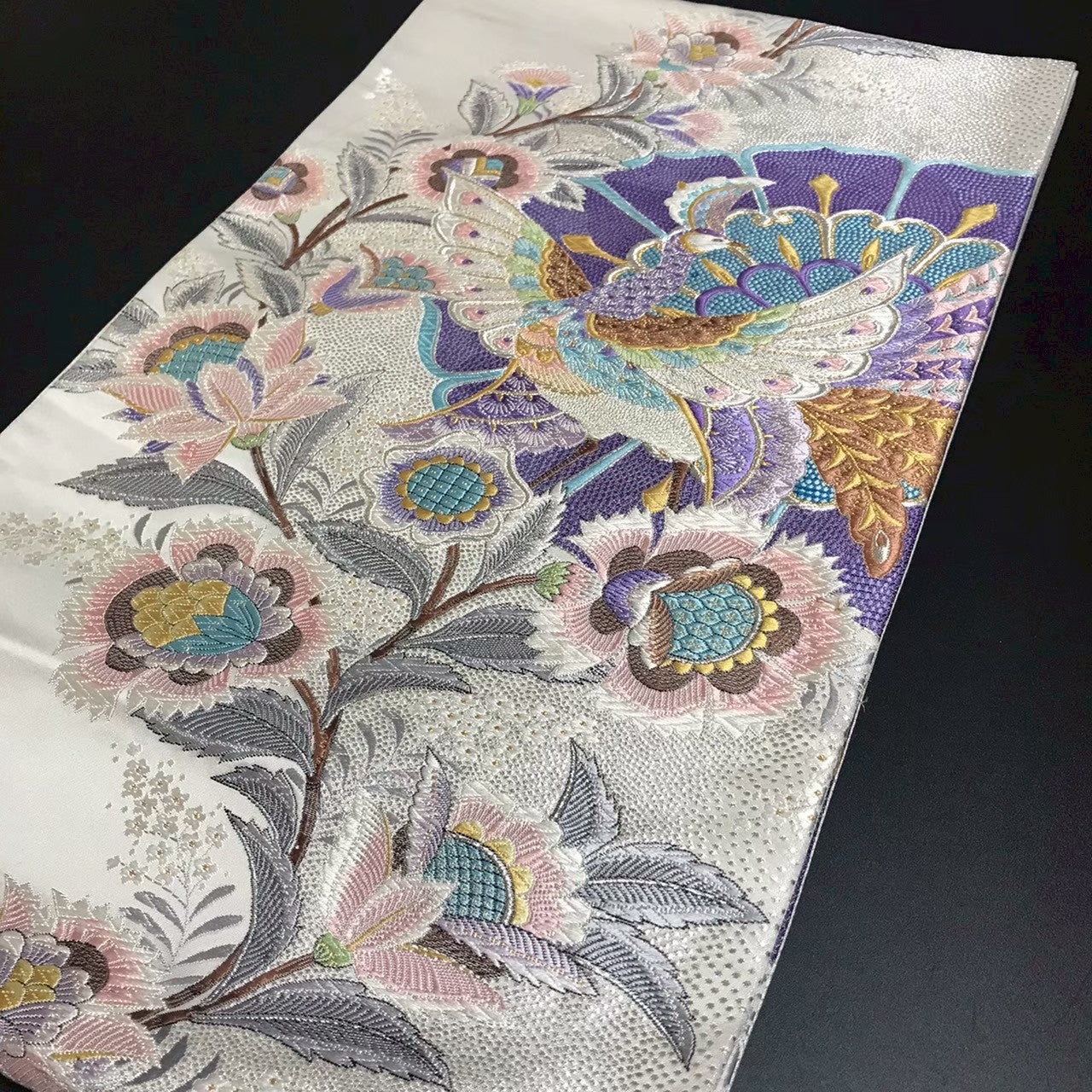 8158# Japanese Vintage Fukuro Obi Belt Kimono Fabric Silk Traditional