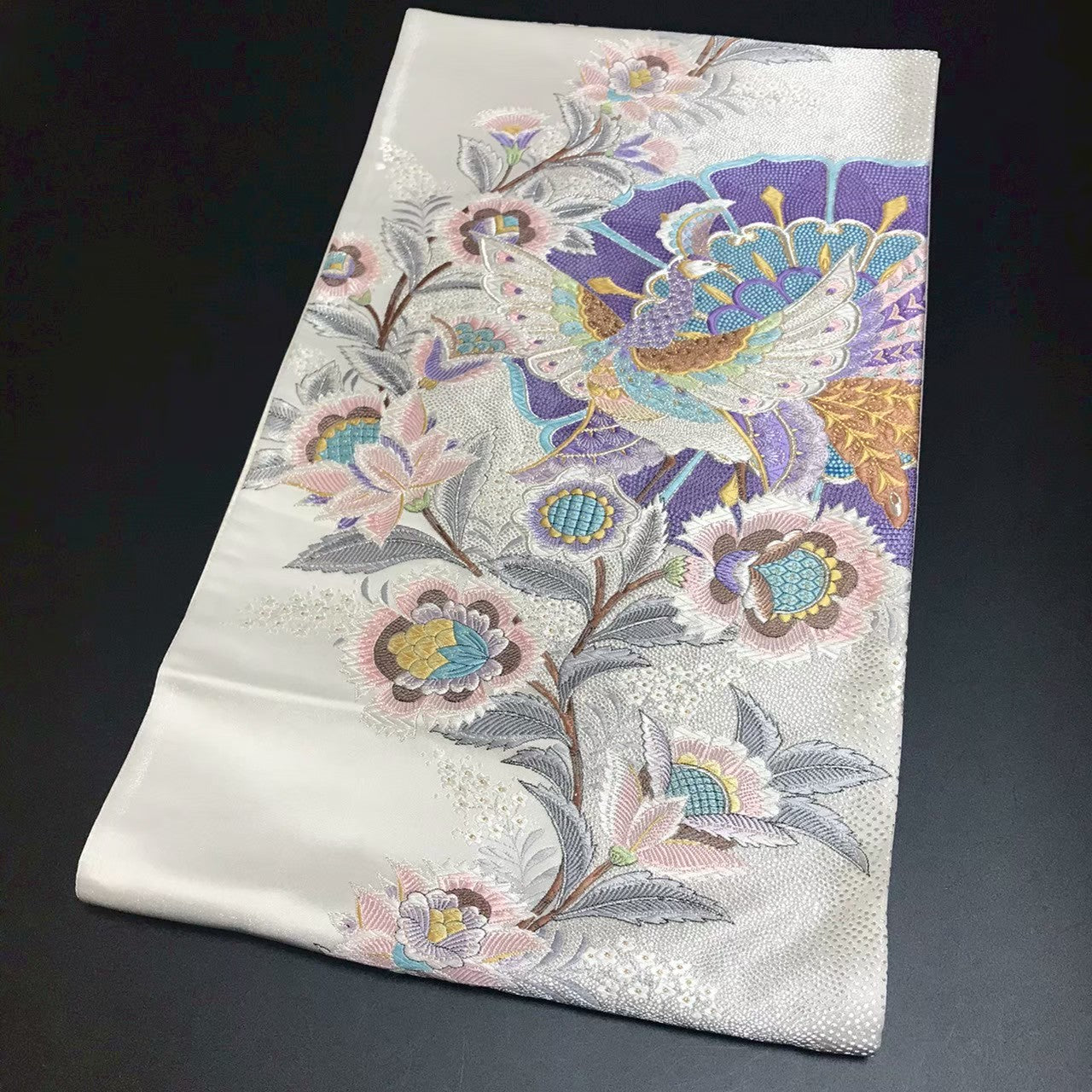 8158# Japanese Vintage Fukuro Obi Belt Kimono Fabric Silk Traditional