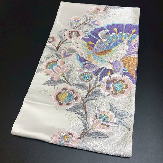 8158# Japanese Vintage Fukuro Obi Belt Kimono Fabric Silk Traditional