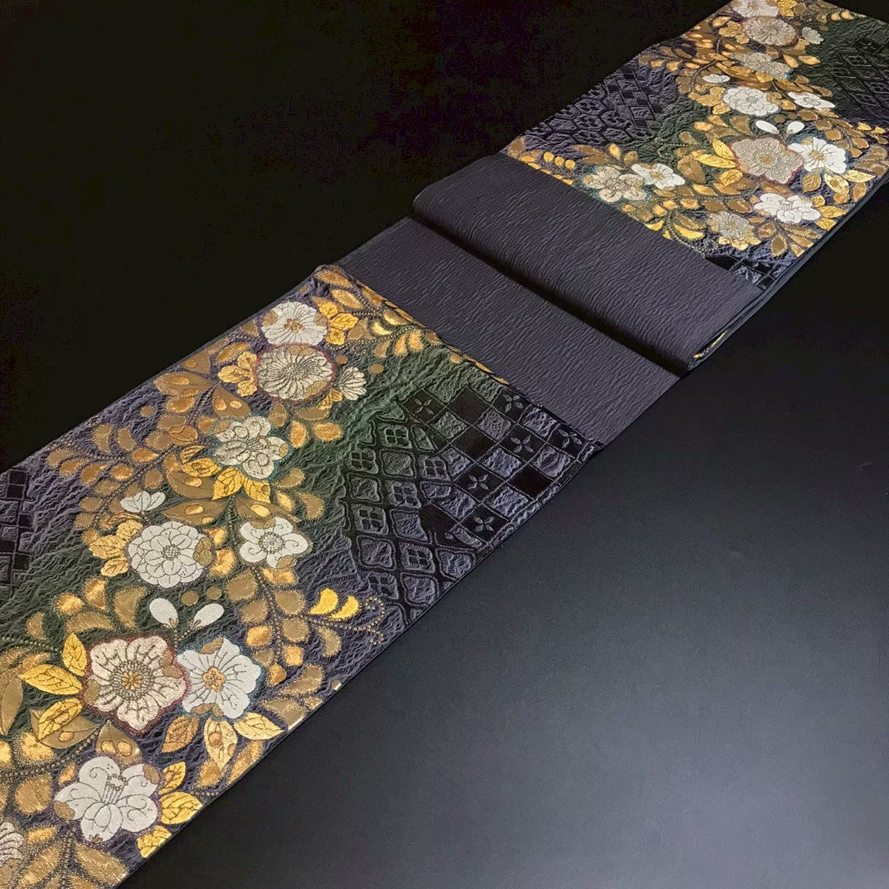 8152# Japanese Vintage Fukuro Obi Belt Kimono Fabric Silk Traditional