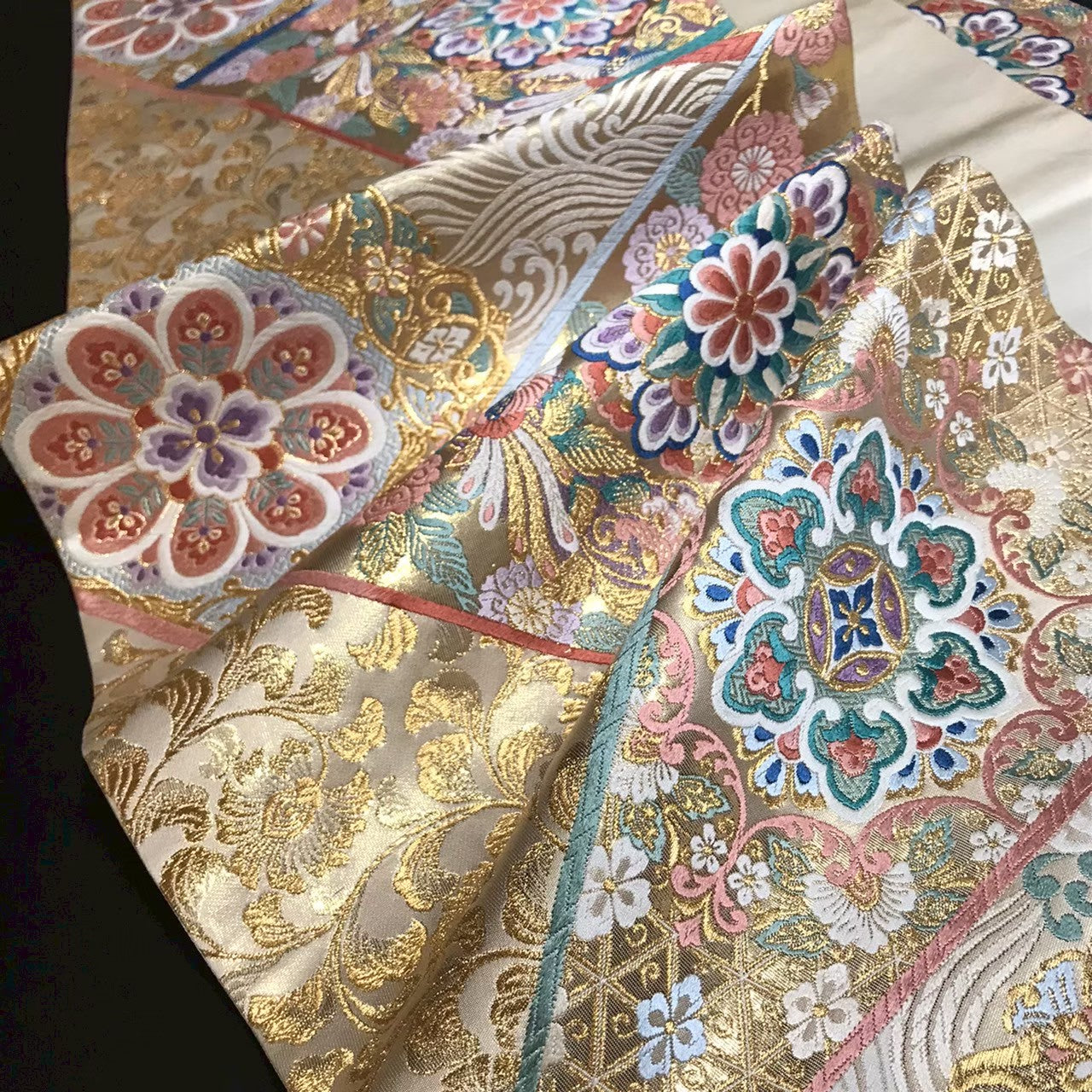 8160# Japanese Vintage Fukuro Obi Belt Kimono Fabric Silk Traditional