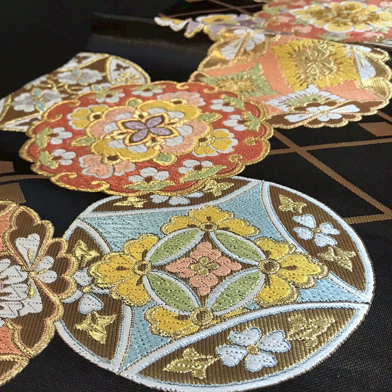 8161# Japanese Vintage Fukuro Obi Belt Kimono Fabric Silk Traditional