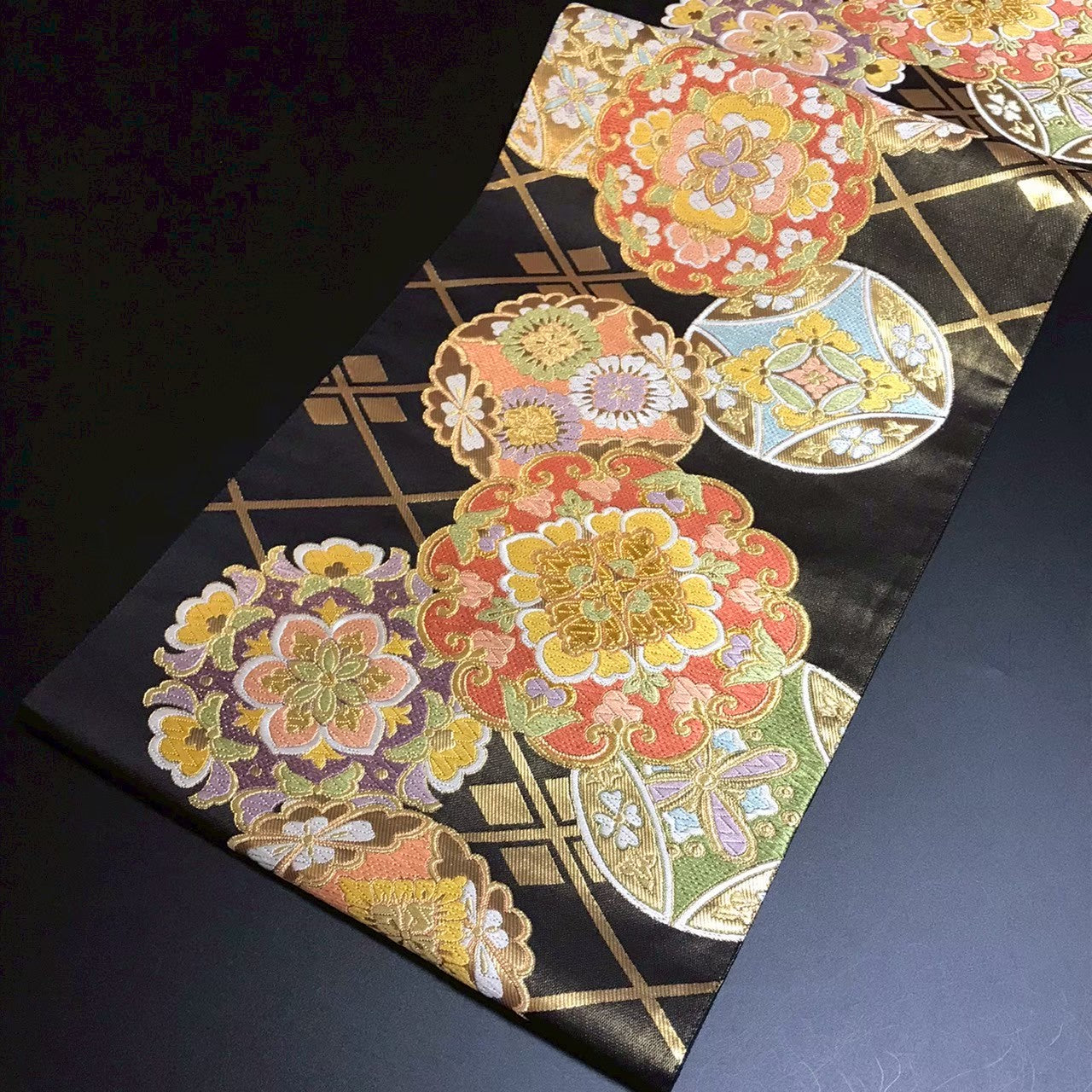 8161# Japanese Vintage Fukuro Obi Belt Kimono Fabric Silk Traditional