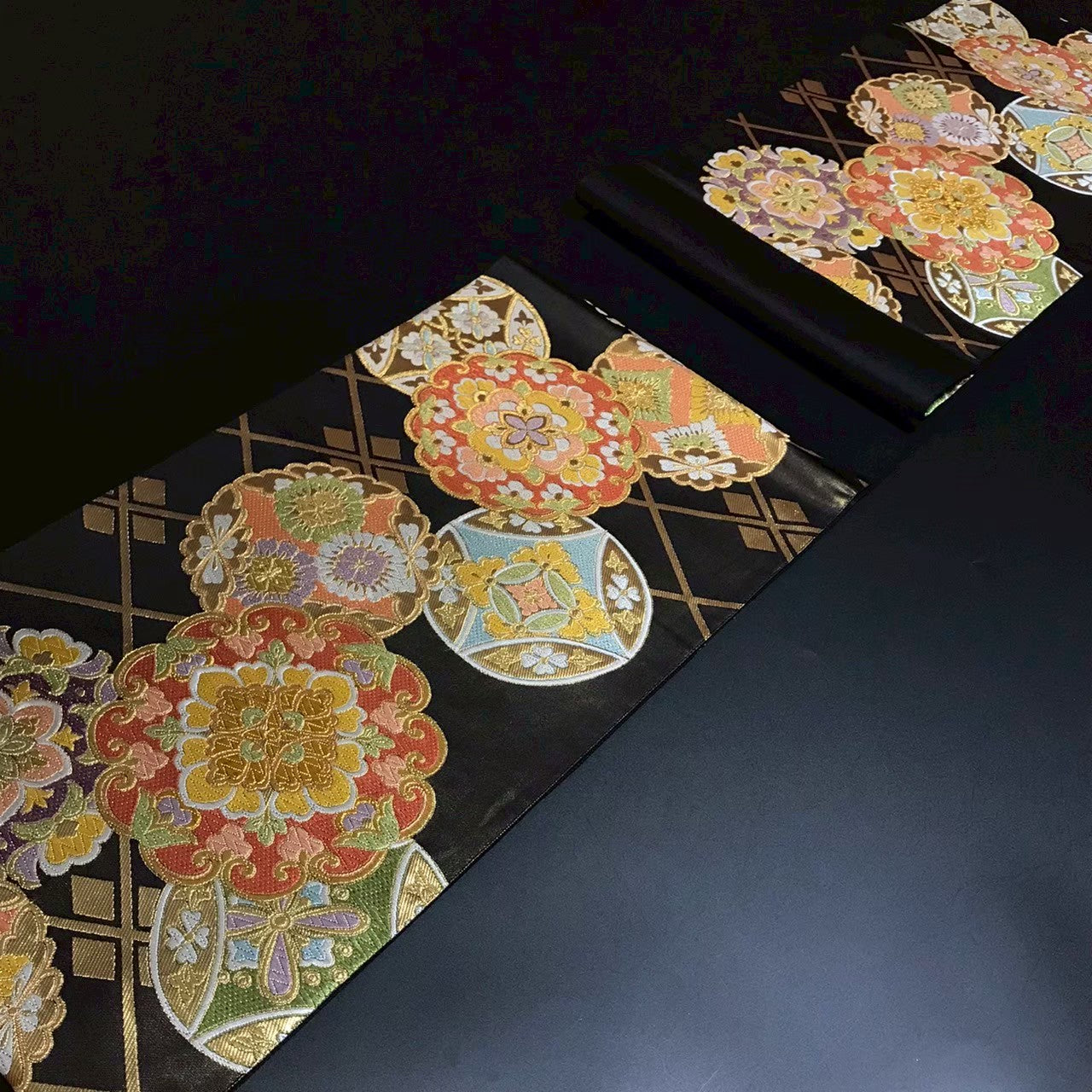 8161# Japanese Vintage Fukuro Obi Belt Kimono Fabric Silk Traditional