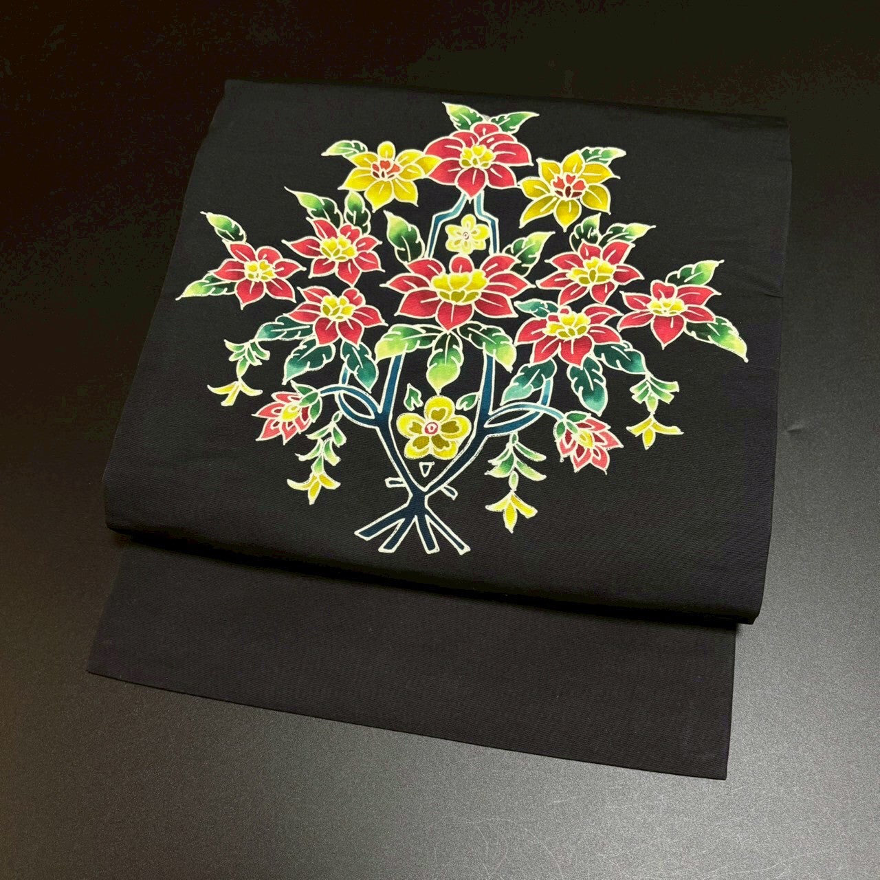 8467# Japanese Vintage Nagoya Obi Belt Kimono Fabric Silk Traditional Black