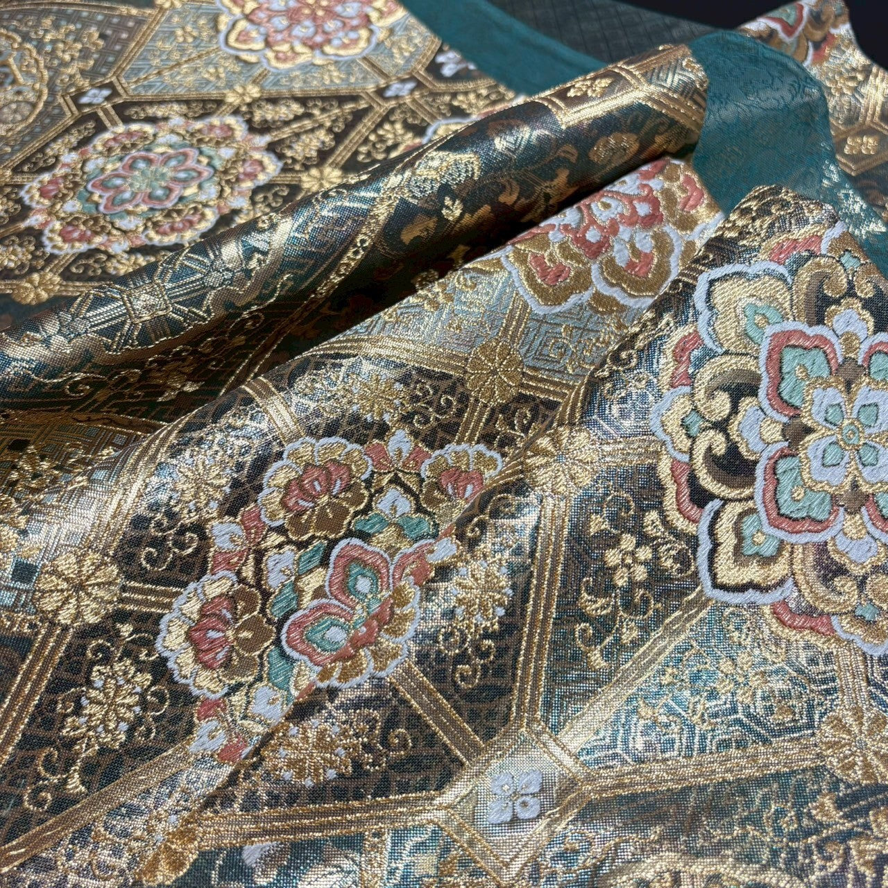 8474# Japanese Vintage Fukuro Obi Belt Kimono Fabric Silk Traditional
