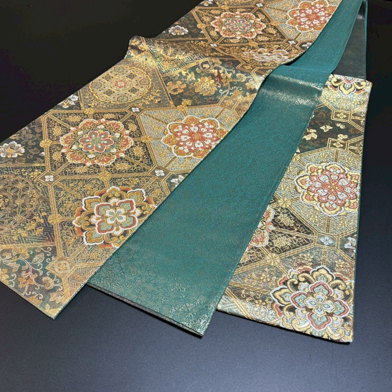 8474# Japanese Vintage Fukuro Obi Belt Kimono Fabric Silk Traditional