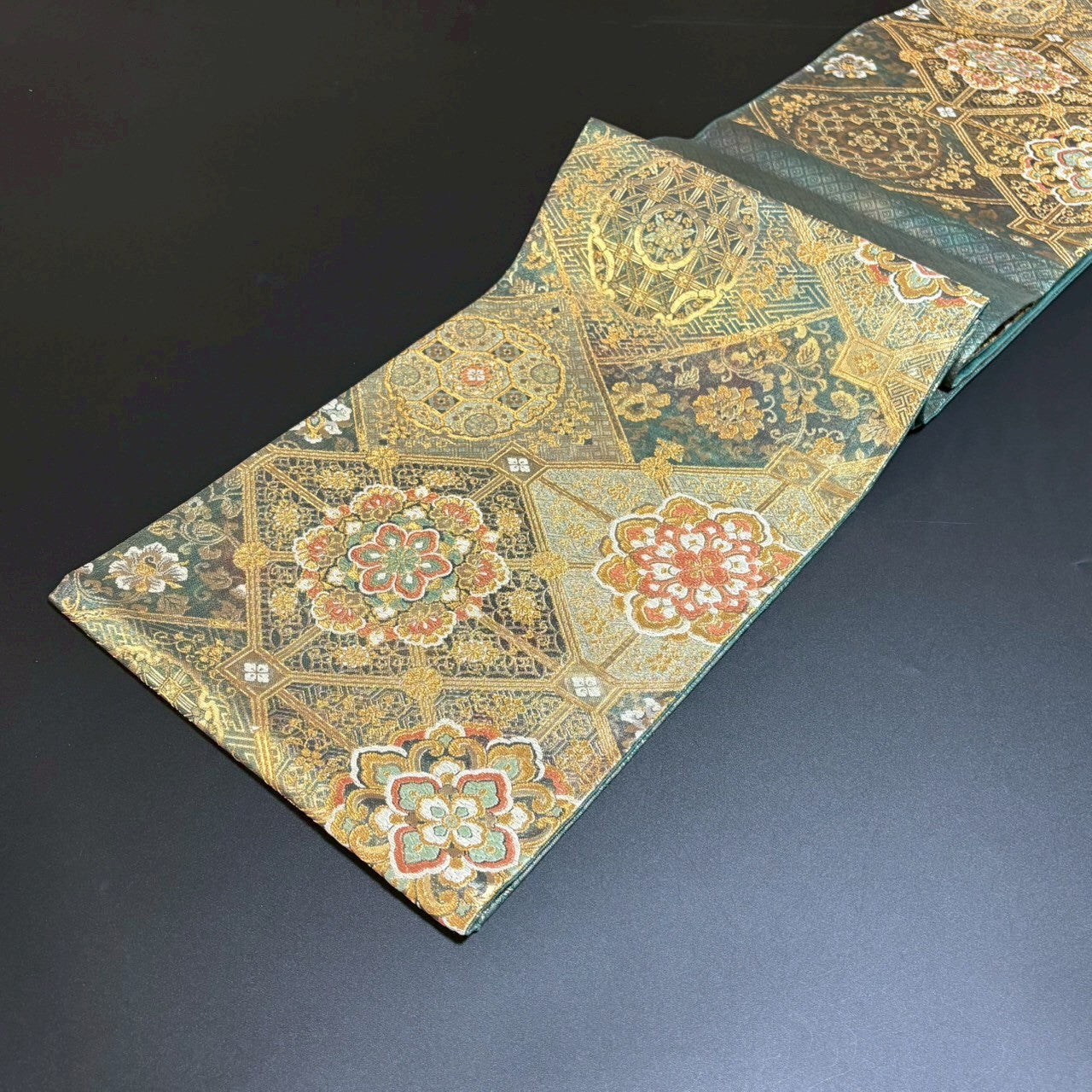 8474# Japanese Vintage Fukuro Obi Belt Kimono Fabric Silk Traditional