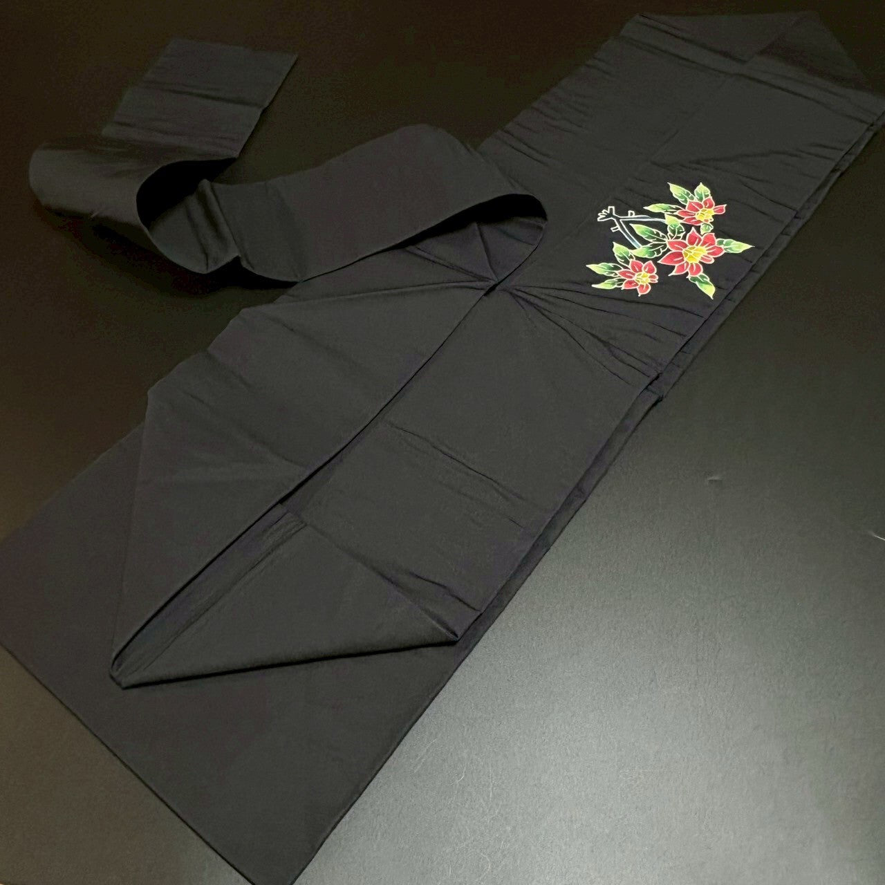 8467# Japanese Vintage Nagoya Obi Belt Kimono Fabric Silk Traditional Black