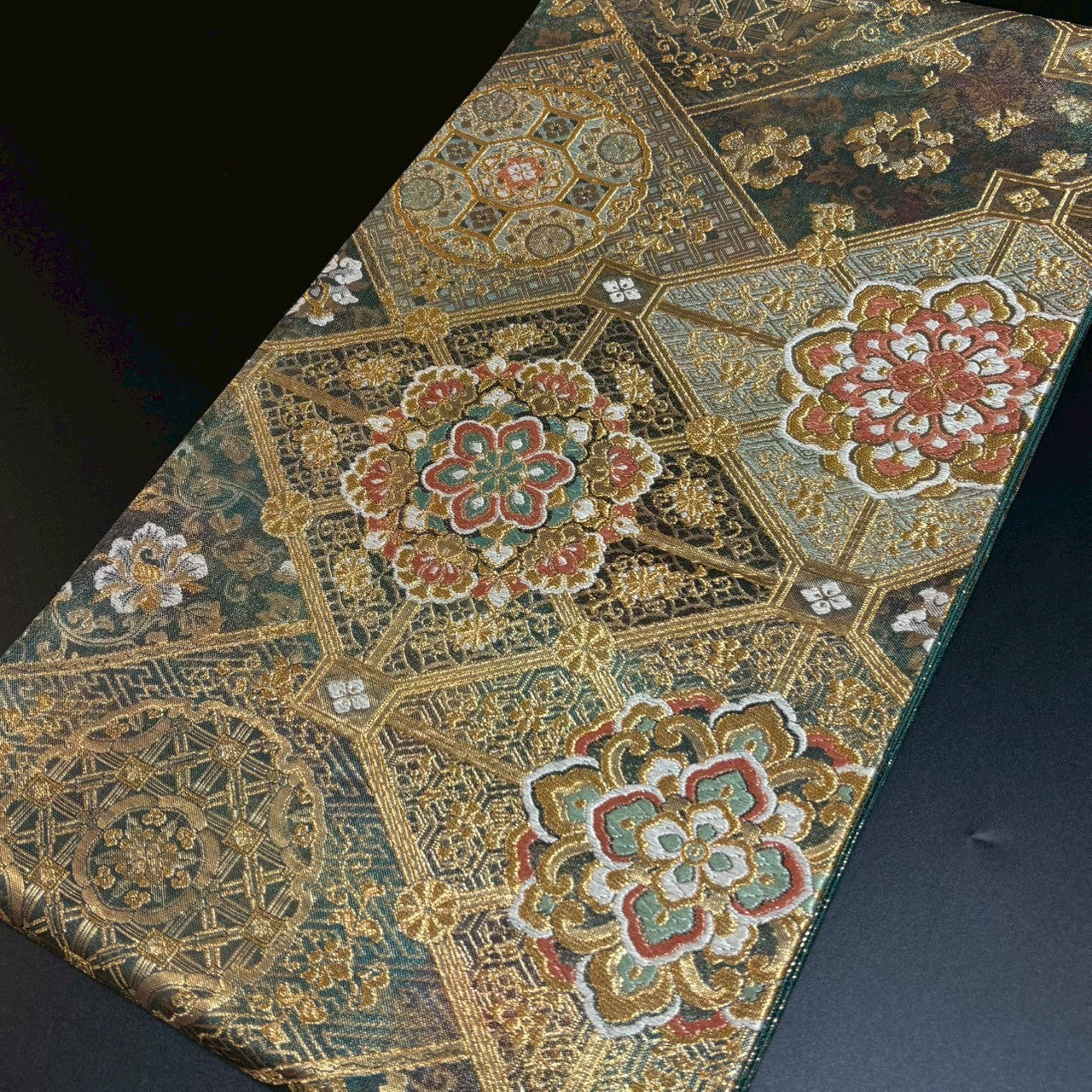 8474# Japanese Vintage Fukuro Obi Belt Kimono Fabric Silk Traditional