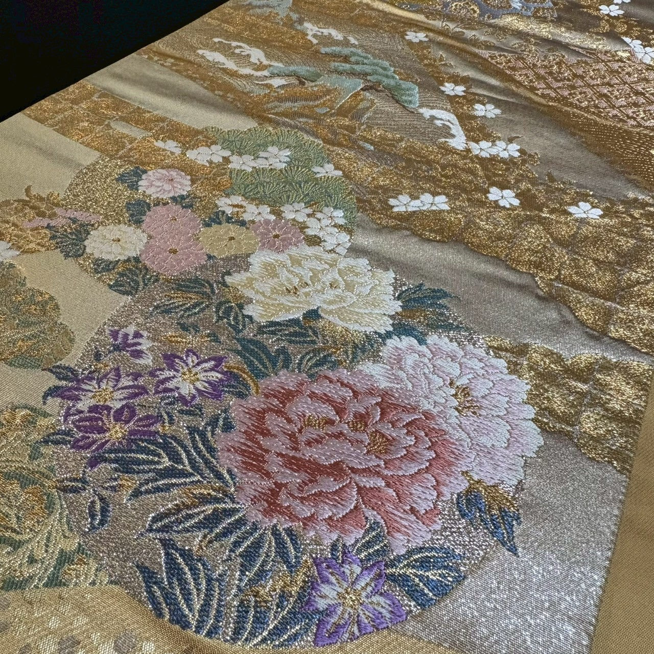 8475# Japanese Vintage Fukuro Obi Belt Kimono Fabric Silk Traditional
