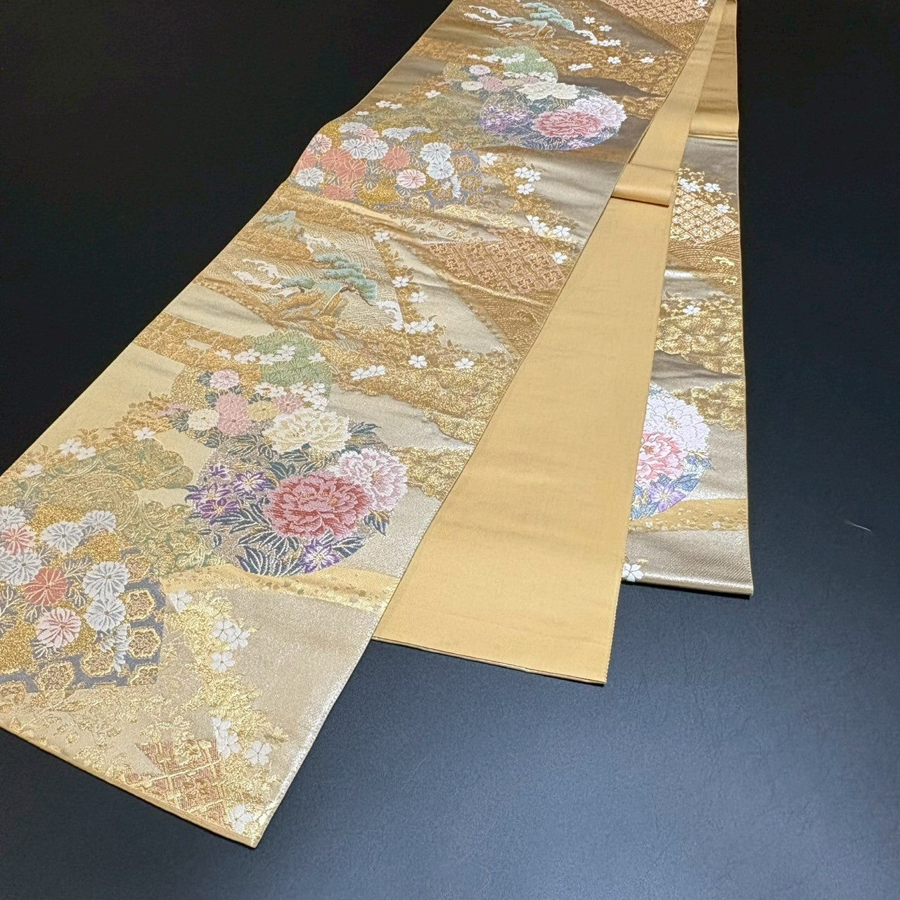 8475# Japanese Vintage Fukuro Obi Belt Kimono Fabric Silk Traditional