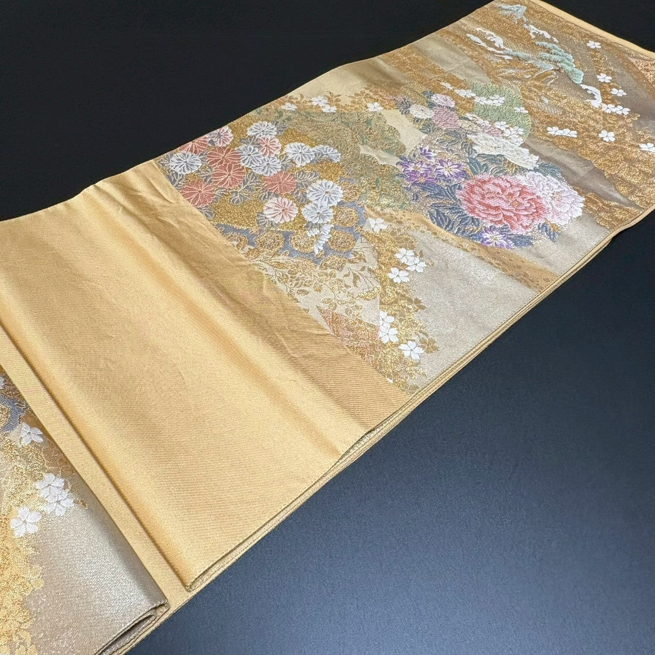 8475# Japanese Vintage Fukuro Obi Belt Kimono Fabric Silk Traditional