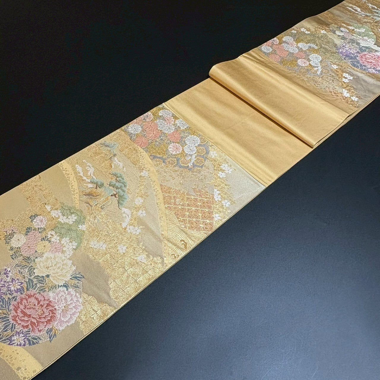 8475# Japanese Vintage Fukuro Obi Belt Kimono Fabric Silk Traditional