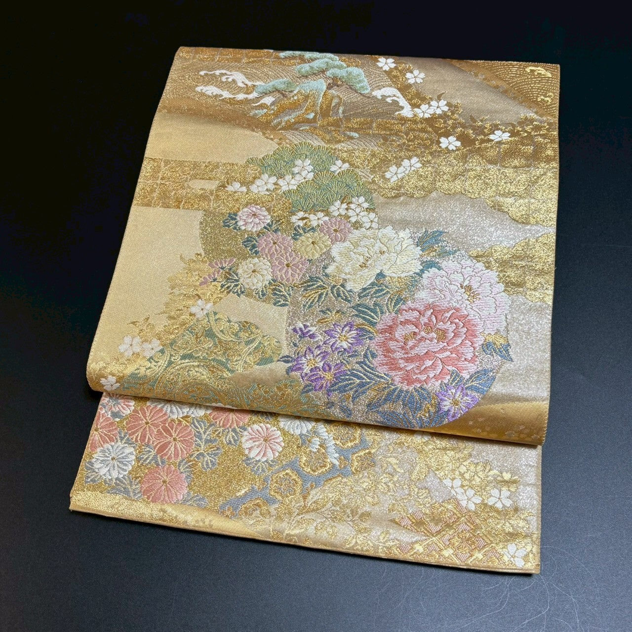 8475# Japanese Vintage Fukuro Obi Belt Kimono Fabric Silk Traditional
