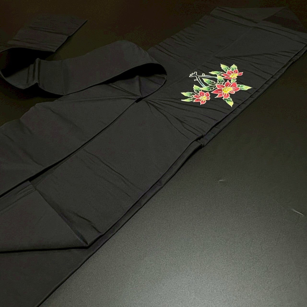 8467# Japanese Vintage Nagoya Obi Belt Kimono Fabric Silk Traditional Black