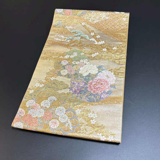 8475# Japanese Vintage Fukuro Obi Belt Kimono Fabric Silk Traditional