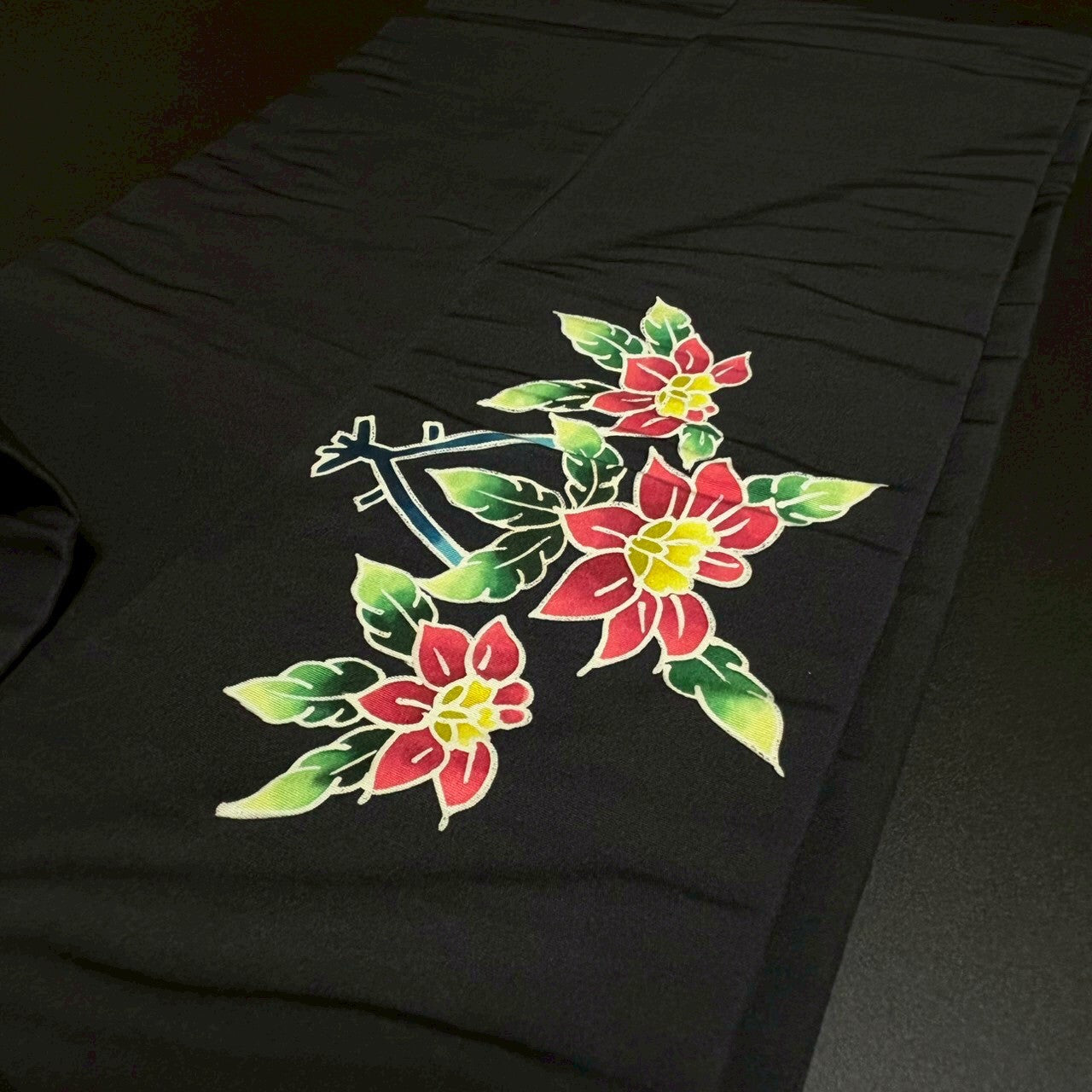 8467# Japanese Vintage Nagoya Obi Belt Kimono Fabric Silk Traditional Black