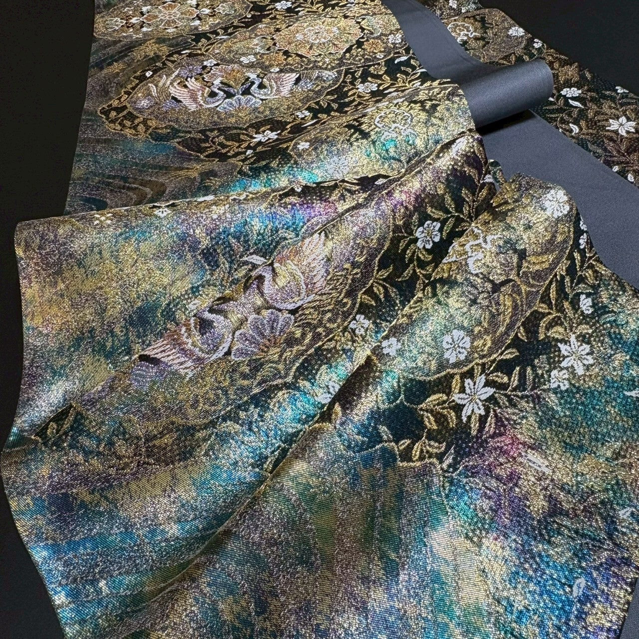 8477# Japanese Vintage Fukuro Obi Belt Kimono Fabric Silk Traditional