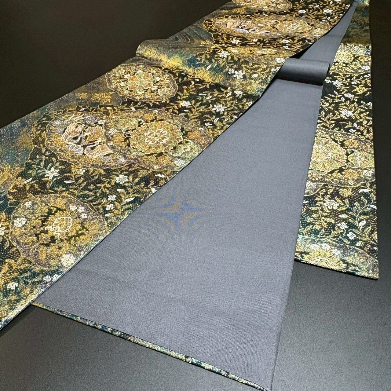 8477# Japanese Vintage Fukuro Obi Belt Kimono Fabric Silk Traditional