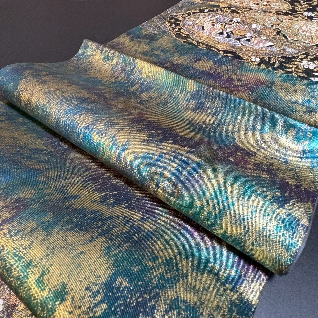 8477# Japanese Vintage Fukuro Obi Belt Kimono Fabric Silk Traditional