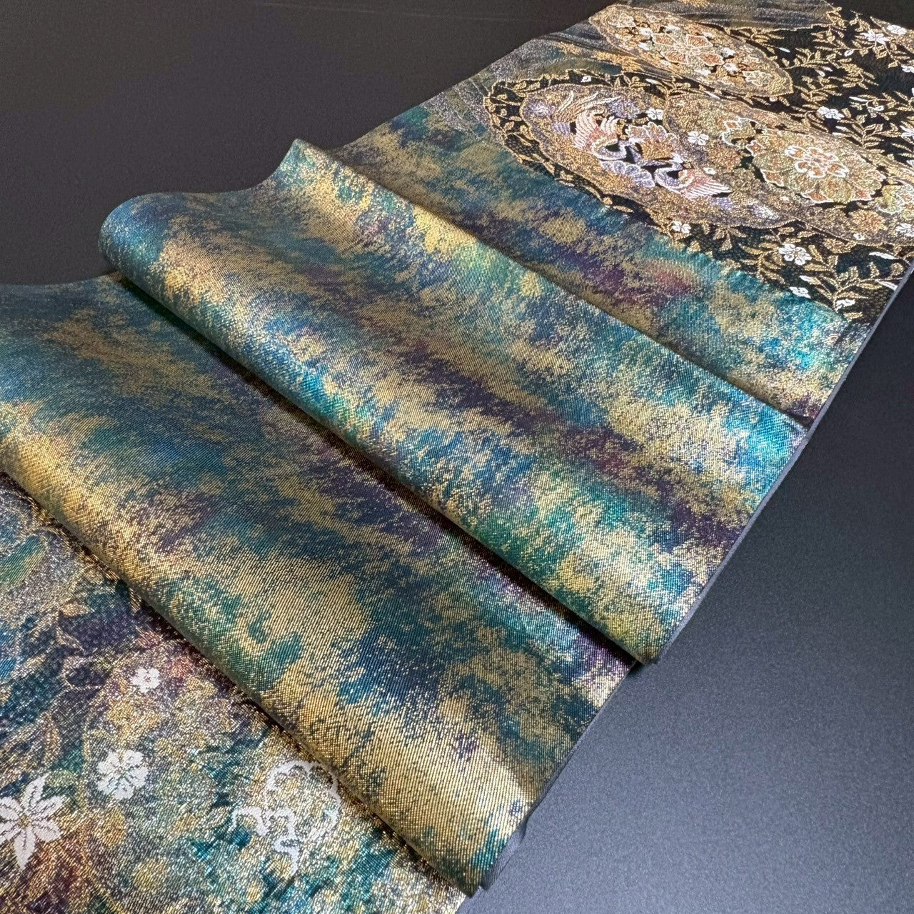 8477# Japanese Vintage Fukuro Obi Belt Kimono Fabric Silk Traditional