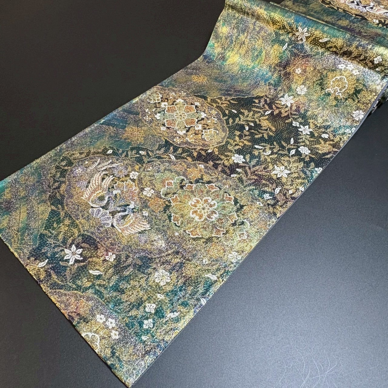 8477# Japanese Vintage Fukuro Obi Belt Kimono Fabric Silk Traditional