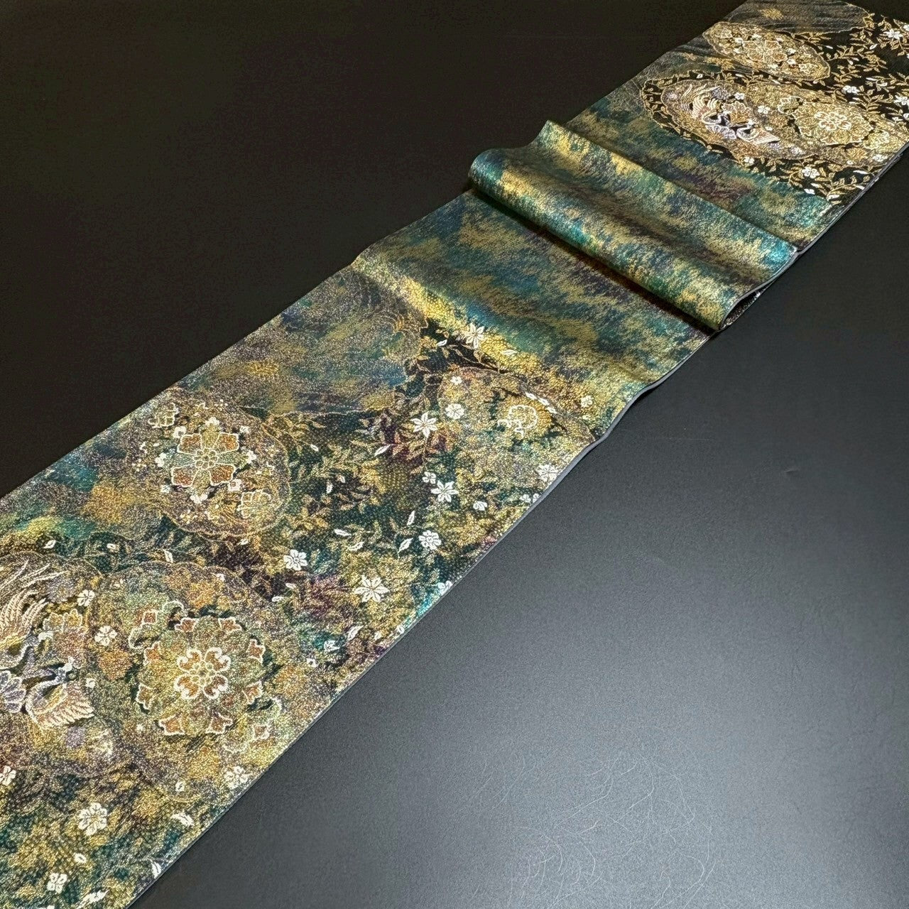 8477# Japanese Vintage Fukuro Obi Belt Kimono Fabric Silk Traditional