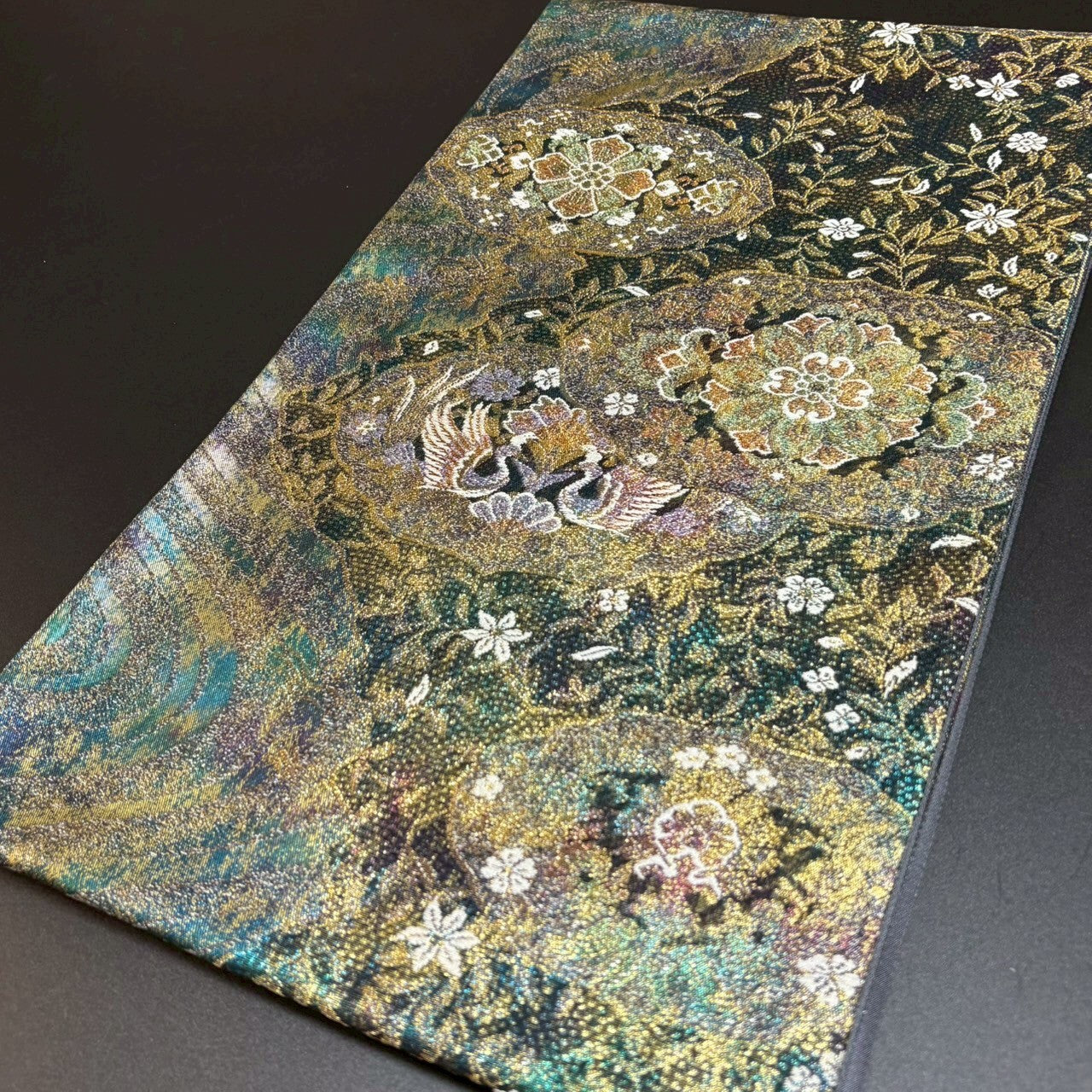 8477# Japanese Vintage Fukuro Obi Belt Kimono Fabric Silk Traditional
