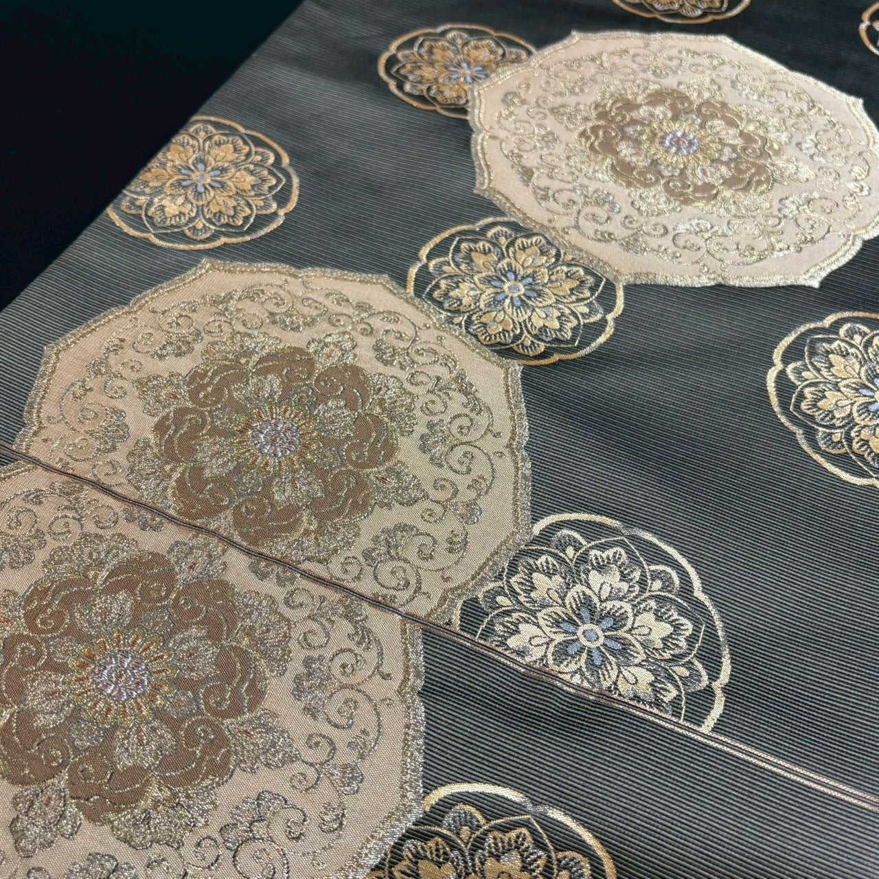 8795# Japanese Vintage Fukuro Obi Belt Kimono Fabric Silk Traditional
