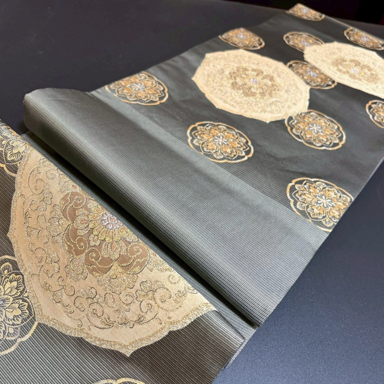 8795# Japanese Vintage Fukuro Obi Belt Kimono Fabric Silk Traditional