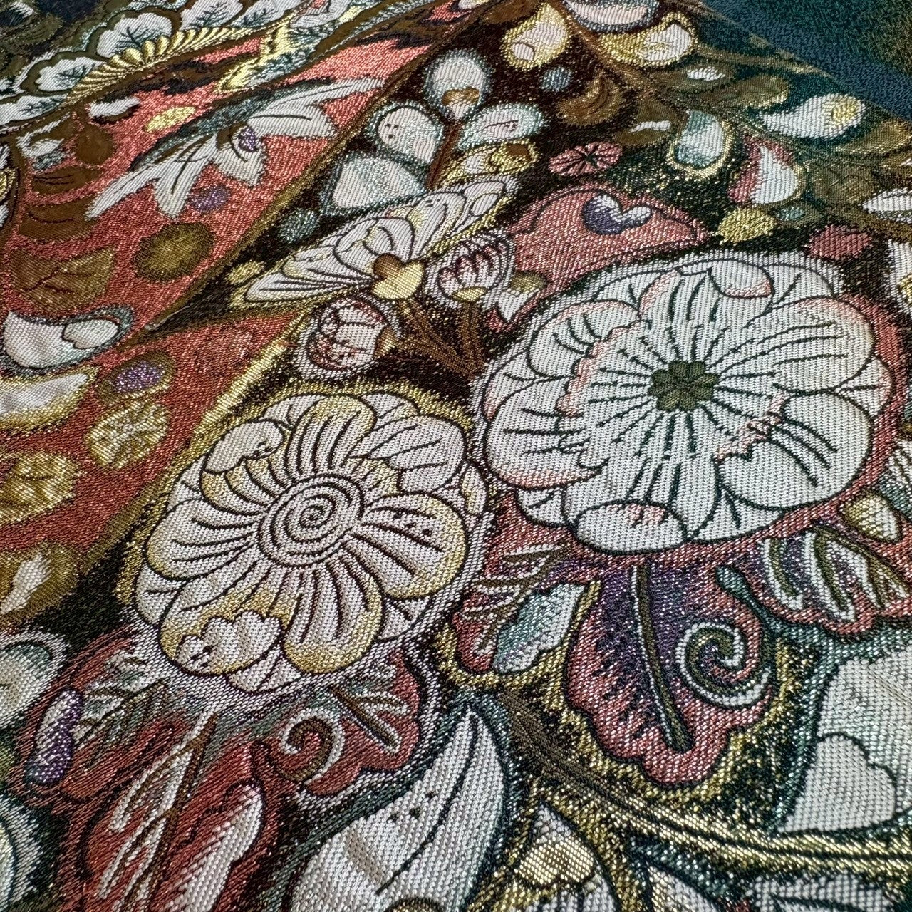 8796# Japanese Vintage Fukuro Obi Belt Kimono Fabric Silk Traditional