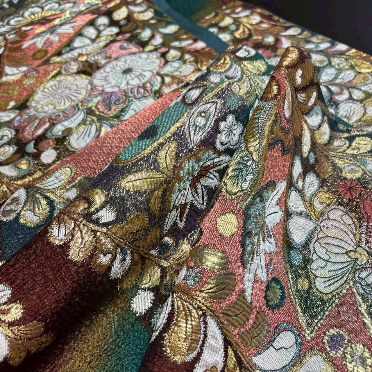 8796# Japanese Vintage Fukuro Obi Belt Kimono Fabric Silk Traditional