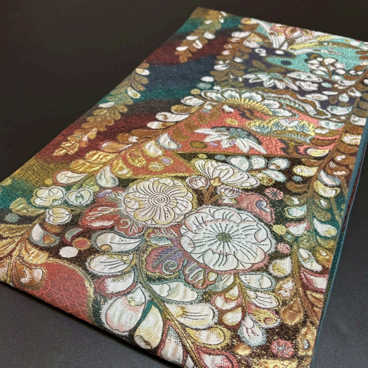 8796# Japanese Vintage Fukuro Obi Belt Kimono Fabric Silk Traditional