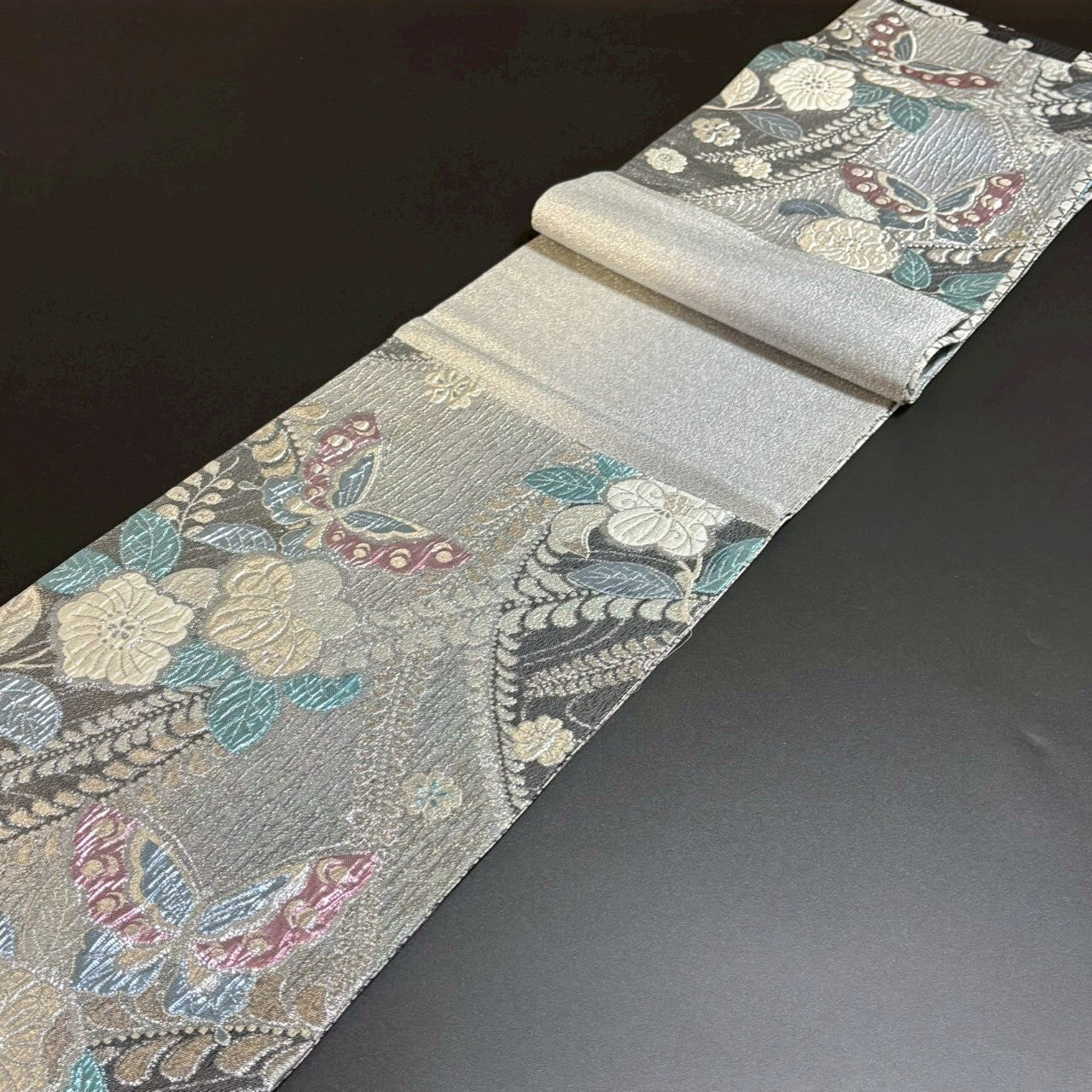 8797# Japanese Vintage Fukuro Obi Belt Kimono Fabric Silk Traditional