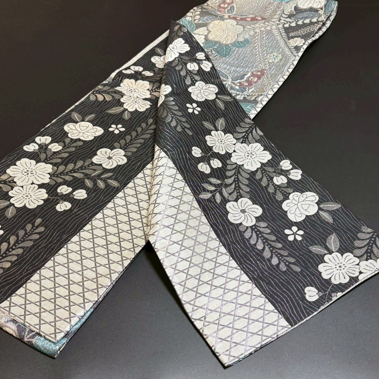 8797# Japanese Vintage Fukuro Obi Belt Kimono Fabric Silk Traditional