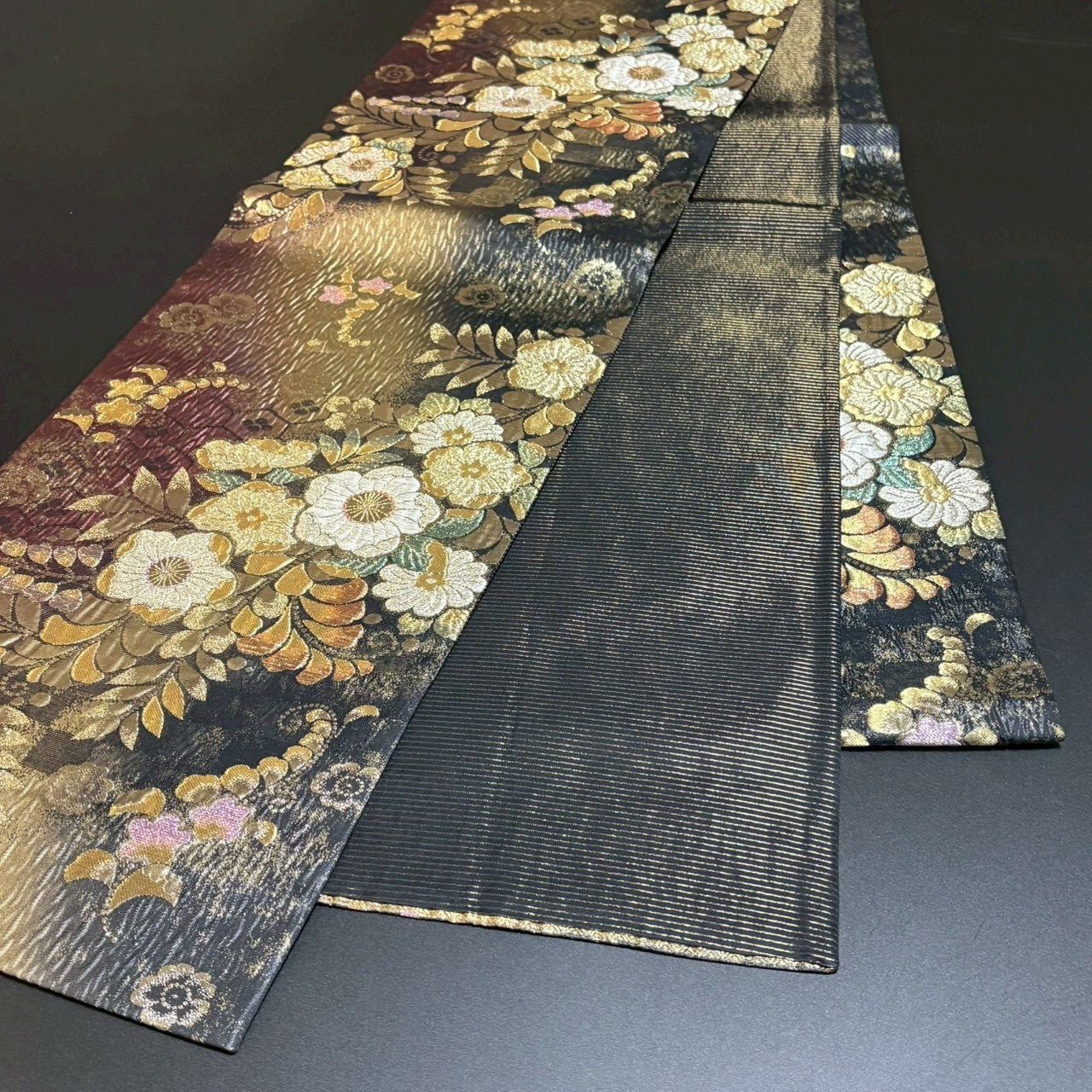 8798# Japanese Vintage Fukuro Obi Belt Kimono Fabric Silk Traditional