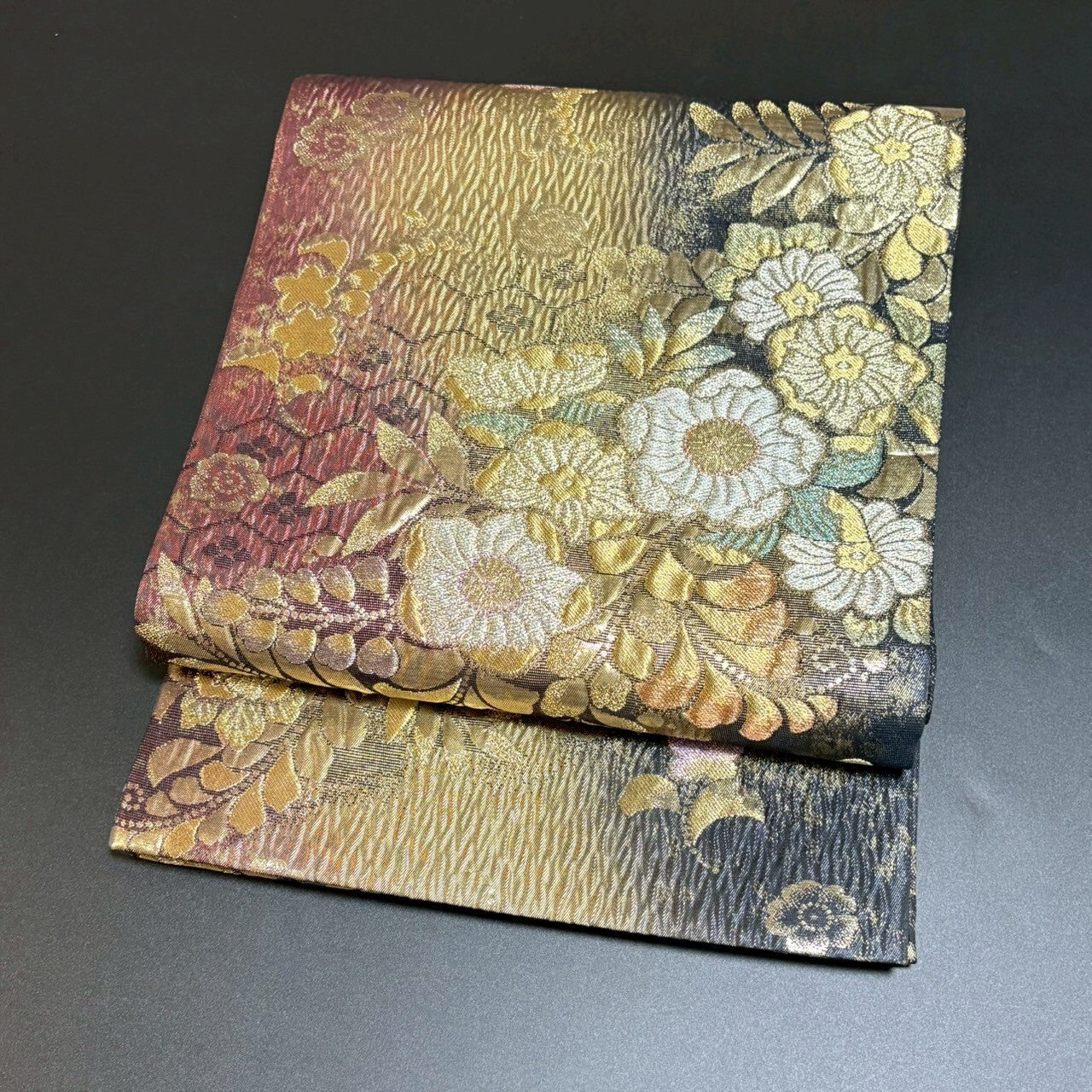 8798# Japanese Vintage Fukuro Obi Belt Kimono Fabric Silk Traditional