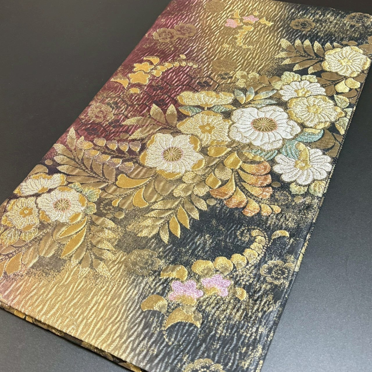 8798# Japanese Vintage Fukuro Obi Belt Kimono Fabric Silk Traditional