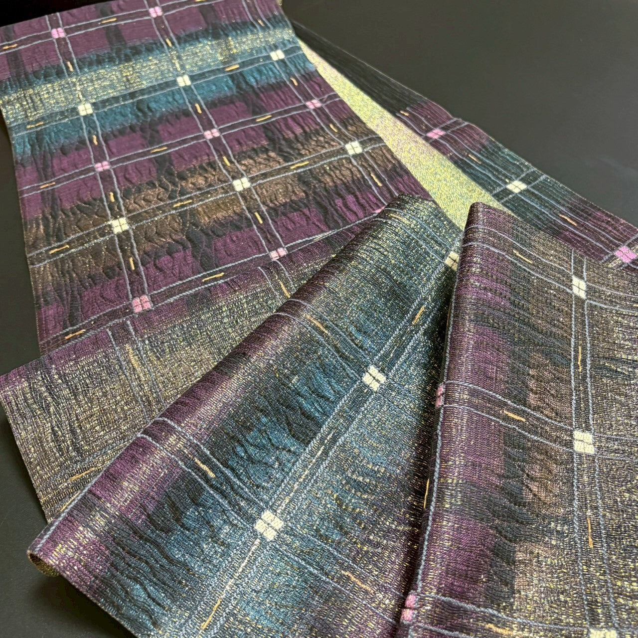 8801# Japanese Vintage Fukuro Obi Belt Kimono Fabric Silk Traditional